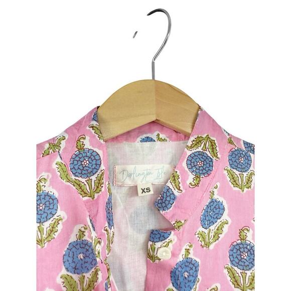 Darlington Isle Pink Floral Midi Dress 100% Cotton Preppy Charm Modest Womens XS - Picture 2 of 10